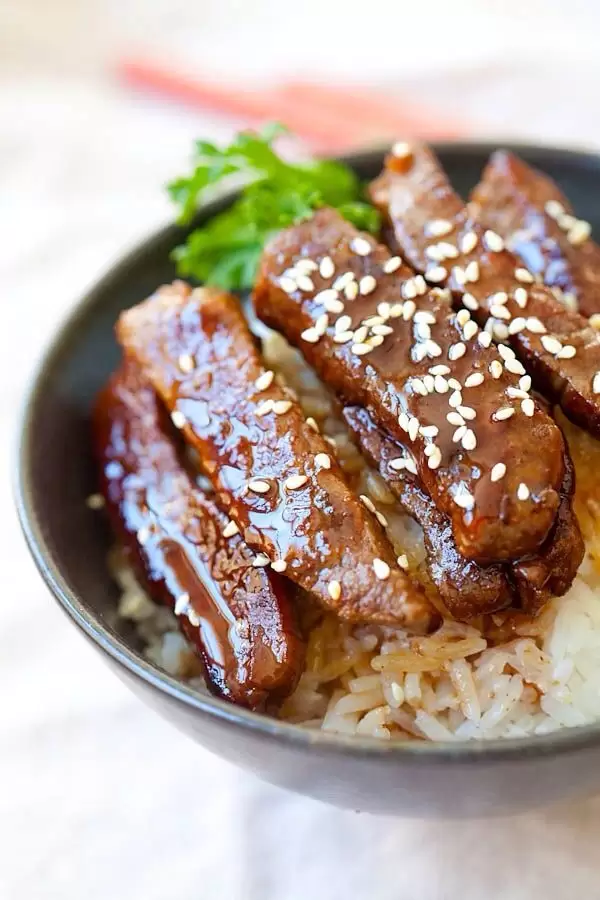 beef teriyaki with rice